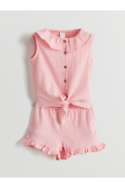 LC Waikiki Buttoned Girl's Blouse and Shorts 2-Piece