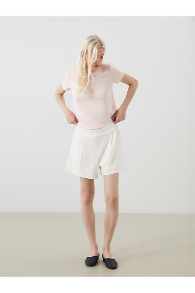 LC Waikiki Women's Pleated Shorts with Elastic Waist