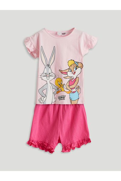 LC Waikiki Bugs Bunny Printed Baby Girl Shorts Pajama Set
