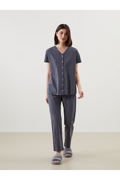 LC Waikiki V-Neck Polka Dot Maternity Pajama Set