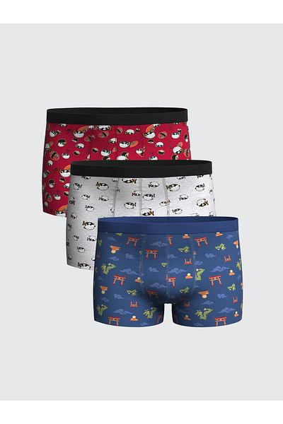 LC Waikiki Standard Fit Cotton Flexible Ανδρικό Boxer 3 τεμαχίων