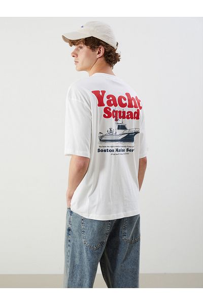 LC Waikiki Bedrucktes Herren-T-Shirt aus gekämmter Baumwolle mit Rundhalsausschnitt