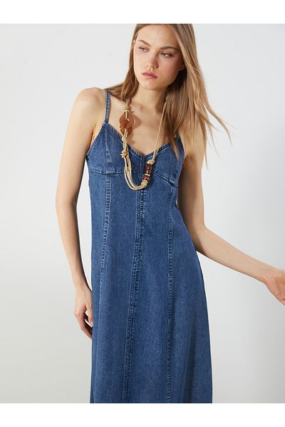 LC Waikiki Φόρεμα Jean με λαιμόκοψη καρδιά