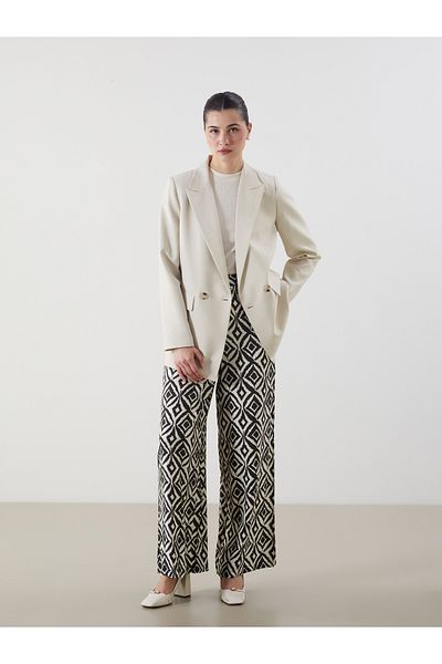 LC Waikiki Patterned Women's Trousers with Elastic Waist