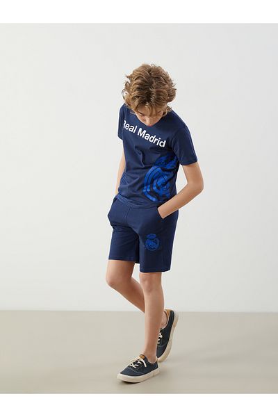LC Waikiki Crew Neck Real Madrid Printed Boys' T-Shirt and Shorts