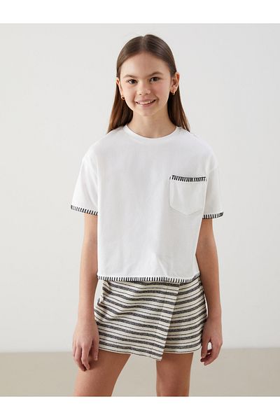 LC Waikiki Crew Neck Girl's T-Shirt and Shorts Skirt