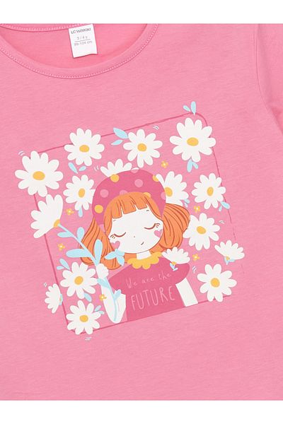 LC Waikiki Crew Neck Printed Girl's T-Shirt
