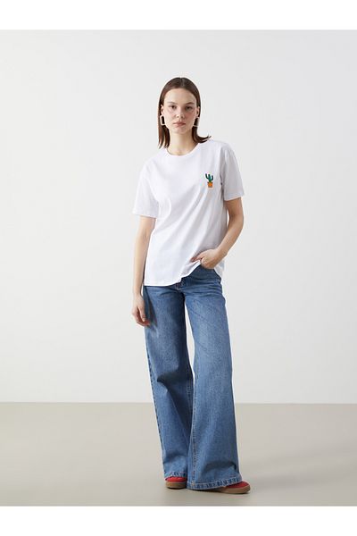 LC Waikiki Tricou pentru damă, cu gât crew brodat