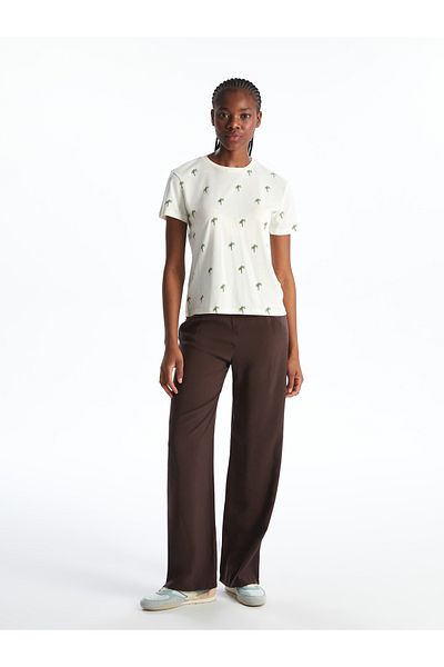 LC Waikiki Crew Neck Palm Printed Women's T-Shirt
