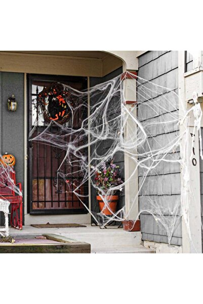 Aicharynic Spider web set with 60 Aicharynic spiders, artificial cotton, white, 200 g