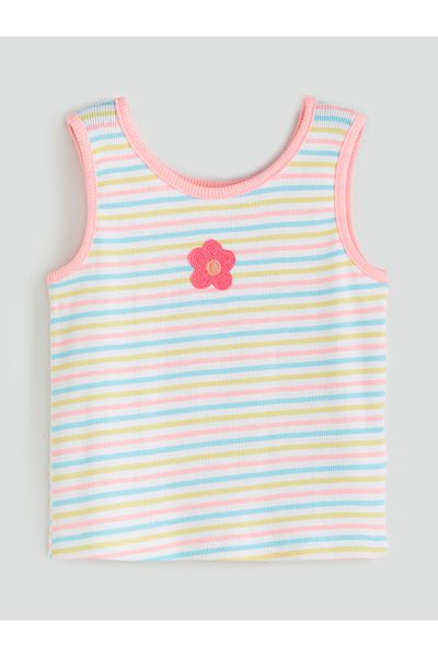 LC Waikiki Crew Neck Flower Embroidered Girl's Undershirt