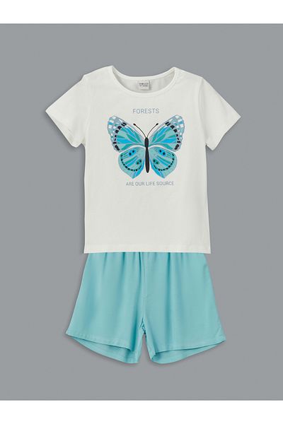 LC Waikiki Crew Neck Girl's T-Shirt and Shorts