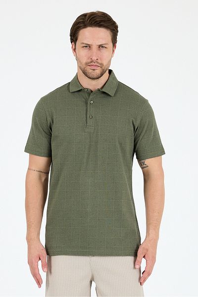 Rodi Men's Polo Neck Patterned T-Shirt – 95% Cotton 5% Elastane – Stylish, Flexible and Comfortable Short Sleeve T-Shirt 0034