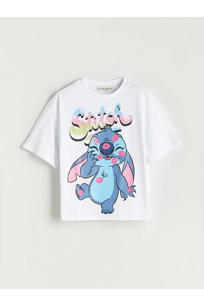 LC Waikiki Crew Neck Stitch Printed Girl's T-Shirt