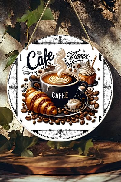 kutuTR 🍩   Café Themed Sweet Welcome Mdf Door Panel – 20 cm |   Coffee & Sweet Detailed Decor Ks003
