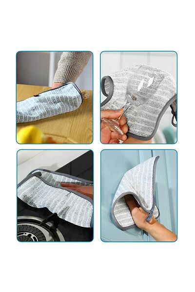 Herum Set de 5 lavete reutilizabile din microfibră, model cu dungi, multicolor, 30 x 30 cm