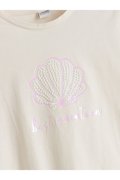 LC Waikiki Crew Neck Stoned Girl's T-Shirt