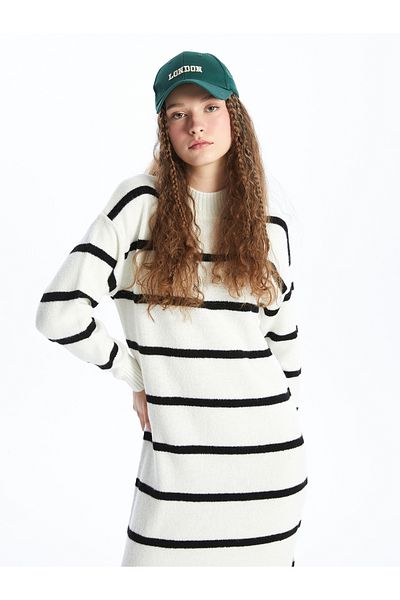LC Waikiki Crew Neck Striped Women's Knitwear Dress