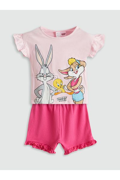 LC Waikiki Bugs Bunny Printed Baby Girl Shorts Pajama Set