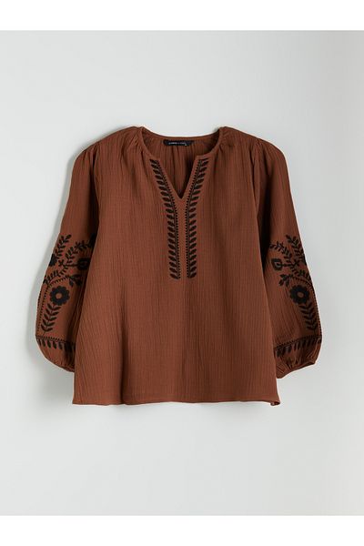 LC Waikiki Oversize Women's Blouse with Embroidered Collar