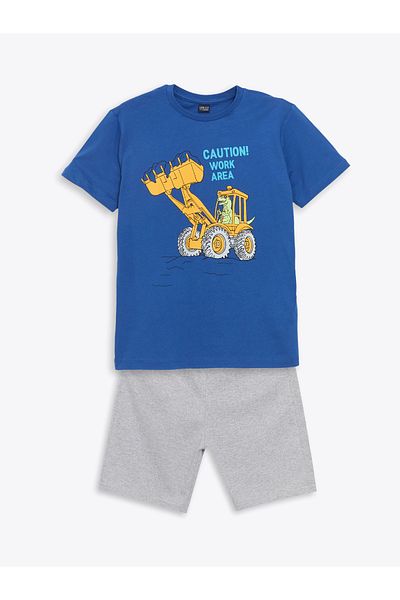 LC Waikiki Crew Neck Dinosaur Printed Boys' T-Shirt and Shorts