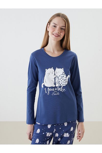 LC Waikiki Σετ γυναικεία πιτζάμες με στάμπα Crew Neck