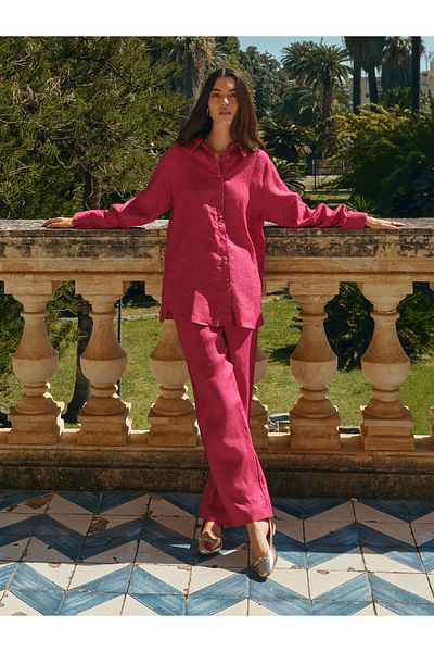 LC Waikiki Elastic Waist Linen Women's Trousers