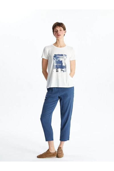 LC Waikiki Pantaloni de damă texturați cu talie elastică