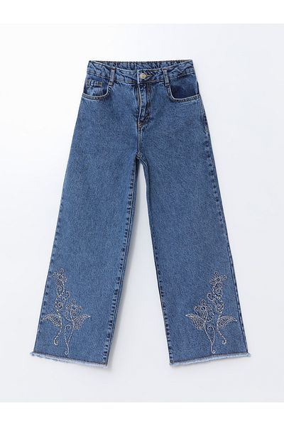 LC Waikiki Pantaloni de jeans pentru fete cu talie elastică ajustabilă