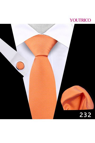 Youtrico Tie,Handkerchief and cufflinks Set-Artisanal Business 3PCS Handmade Formal Hanky Suit