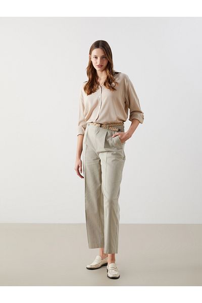 LC Waikiki Belted Waist Carrot Cut Women's Trousers