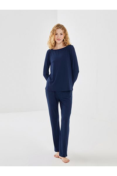 LC Waikiki Damen-Pyjama-Set mit Rundhalsausschnitt und Spitzendetail