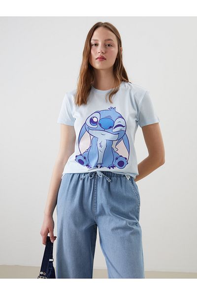 LC Waikiki Tricou de damă cu imprimeu cu cusături Crew Neck