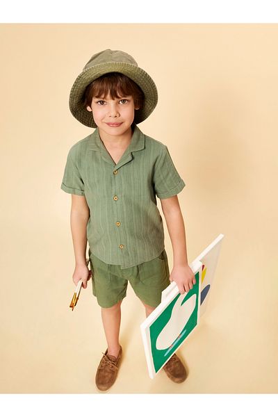 LC Waikiki Linen Blend Boy's Shirt and Shorts 2-Piece