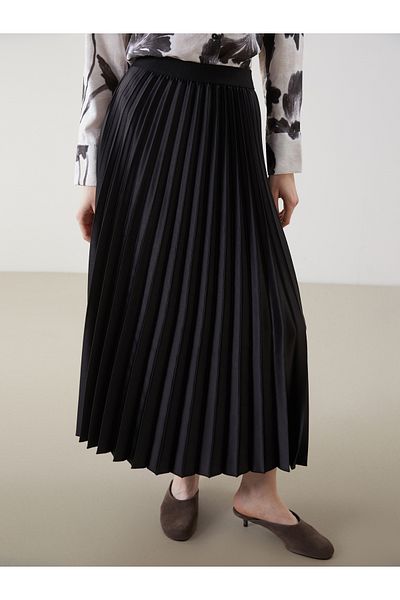 LC Waikiki Satin Women's Pleated Skirt with Elastic Waist