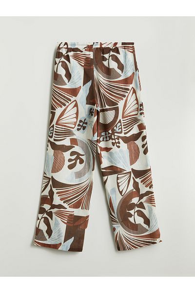 LC Waikiki Pantaloni de damă cu model cu picioare largi, cu talie elastică