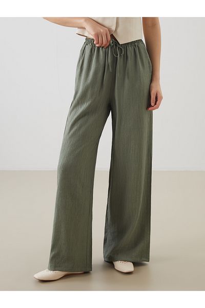 LC Waikiki Wide Leg Women's Trousers with Elastic Waist