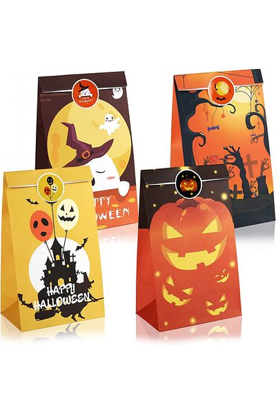 Kesote Set of 12 Halloween bags Kesote, paper, multicolor, 22 x 12 x 8 cm