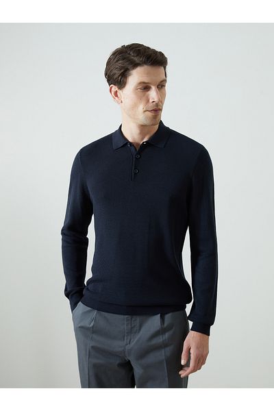 LC Waikiki Langärmliger Strickpullover für Herren mit Polokragen