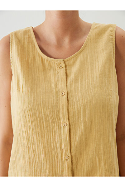 LC Waikiki U-nyakú texturált muszlin blúz