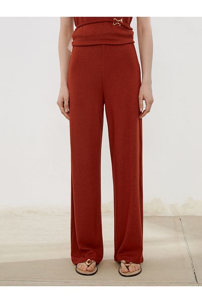 LC Waikiki Wide Leg Women's Knitwear Trousers with Elastic Waist
