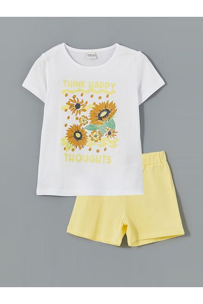 LC Waikiki Crew Neck Girls T-Shirt and Shorts