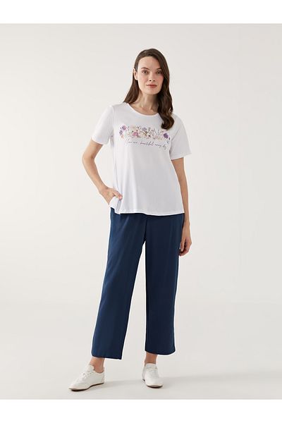 LC Waikiki Pantaloni de damă texturați cu talie elastică