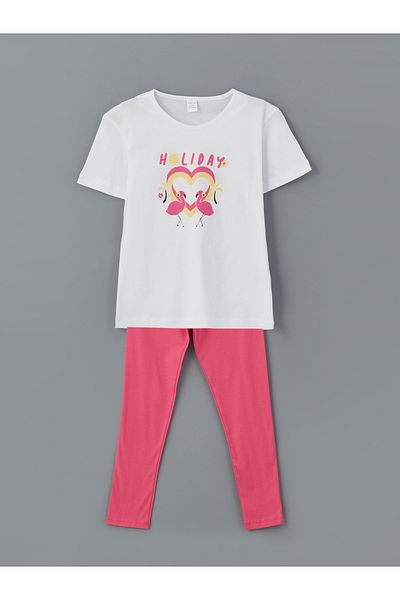 LC Waikiki Printed Girl's T-Shirt and Leggings 2-Pack