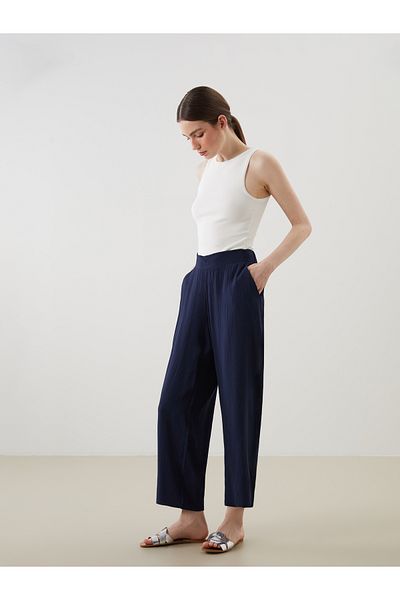 LC Waikiki Elastic Waist Textured Women's Trousers