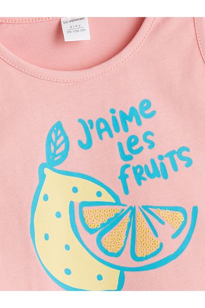 LC Waikiki Crew Neck Printed Girl's Undershirt