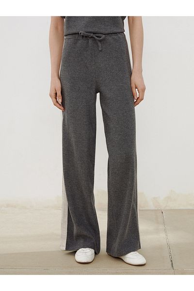 LC Waikiki Women's Knitwear Trousers with Elastic Waist and Stripe Detail