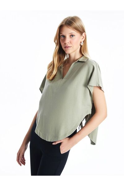 LC Waikiki Shirt Collar Crop Women's Blouse
