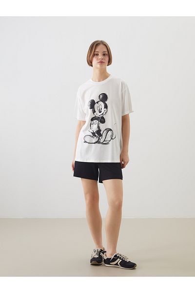 LC Waikiki Γυναικείο μπλουζάκι με στάμπα Mickey Mouse Crew Neck