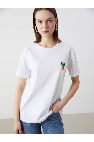 LC Waikiki Tricou pentru damă, cu gât crew brodat